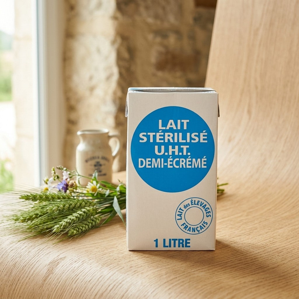 LAIT 1/2 ECREME UHT X12 BRIQUES - LE ROND BLEU